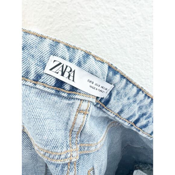 Zara Denim Wrap Skort Size Small Light Wash Minimalist Classic 5862/154/427 - Picture 5 of 11